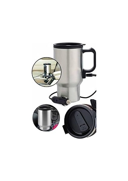 Araç Içi Su Isıtıcı Termos Kupa Bardak - 300 ml - Gümüş