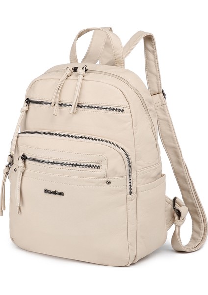 Barcelona Günlük Orta Boy Spor Çok Cepli Kadın Sırt Çantası 1928 Bej fiyatları
