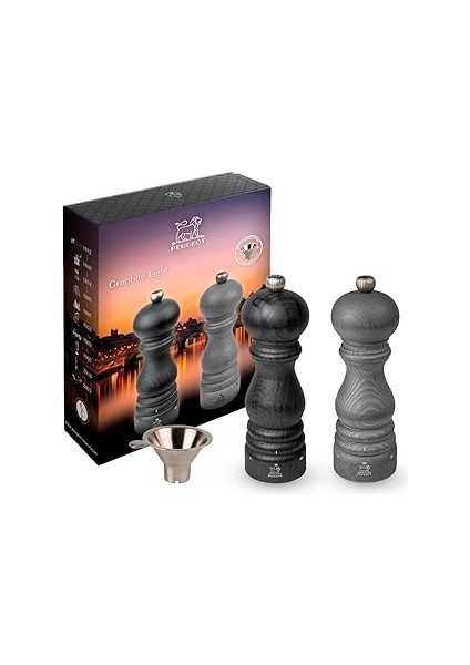 Peugeot Paris Grafit Işık U'select Tuz ve Karabiber Değirmeni Seti, 18CM/7IN. Tuz ve Karabiber Poşe