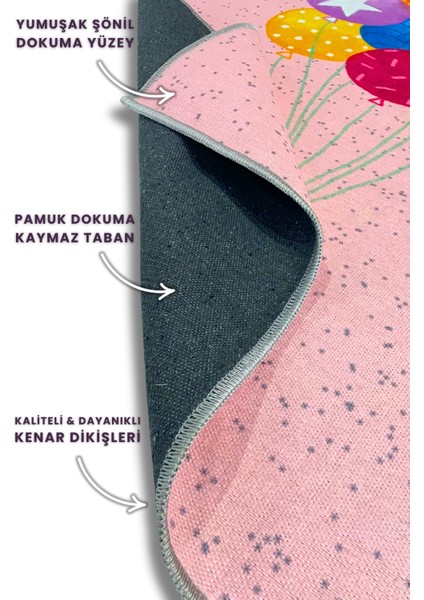 Balonlu Antialerjik Yıkanabilir Dokuma Tabanlı Baskılı Bebek ve Çocuk Halısı indirimleri