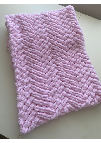Puffy Açık Pembe Örgü Bebek Battaniyesi fiyatları