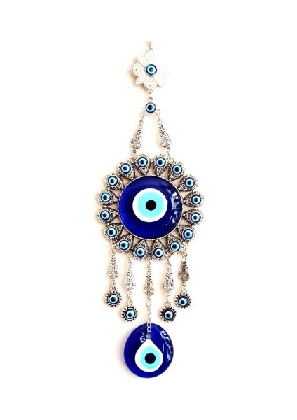 Yuvarlak Nikel Kaplamalı Zamak Döküm Nazar Boncuğu Duvar Süsü