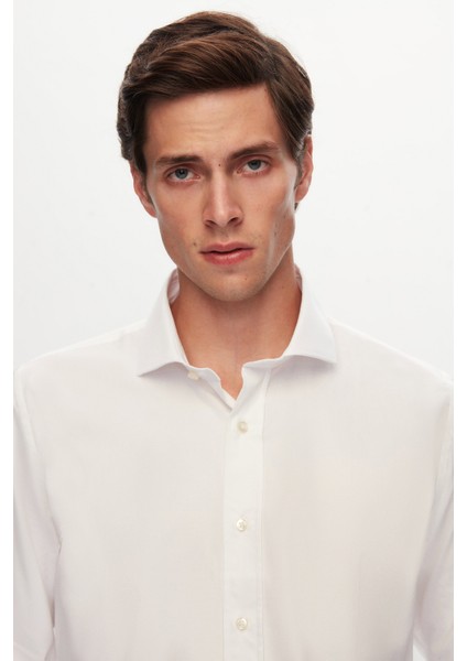 Ds Damat Slim Fit Beyaz Düz Gömlek indirimleri