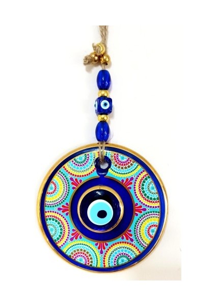 Yaldızlı Çift Taşlı Nazar Boncuklu Rengarenk Duvar Süsü fiyatları