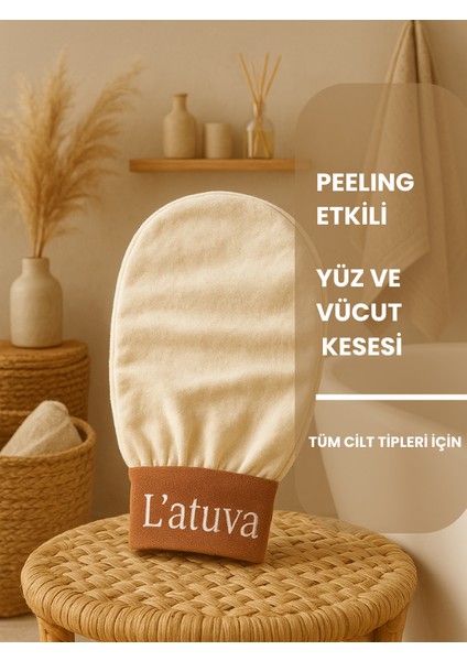 Yüz ve Vücut Kesesi Peeling Etkili Banyo Duş Kesesi Eldiveni Tüm Cilt Tipleri Için