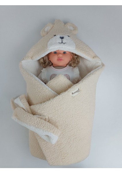 Kışlık Kalın Kız Erkek Bebek Battaniyesi & Dış Kundak Welsoft Peluş - Ayıcık Kulaklı fiyatları