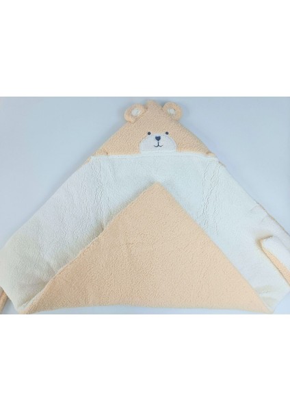 Kışlık Kalın Kız Erkek Bebek Battaniyesi & Dış Kundak Welsoft Peluş - Ayıcık Kulaklı