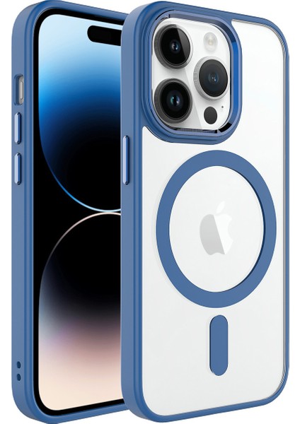 Apple iPhone 14 Pro Kılıf Wireless Şarj Özellikli Vlmt Krom Magsafe Silikon Kapak-Lavendery Gray