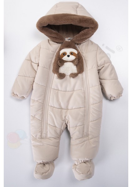 Panda Içi Peluş Patikli Kar Kapüşonlu Kışlık Kız Erkek Bebek Astronot Tulum Kozmonot Mont Çocuk