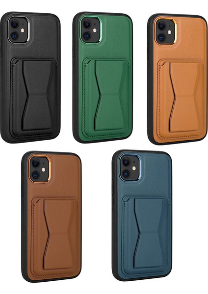 Apple iPhone 11 Kılıf Kartlıklı Standlı ​pu Deri Vlmt Memo Kapak-Koyu Mor fiyatları
