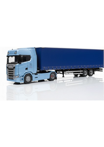 1/32 Ölçek Scania R Serisi Mavi Branda Dorseli Diecast Metal Tır Model Oyuncak