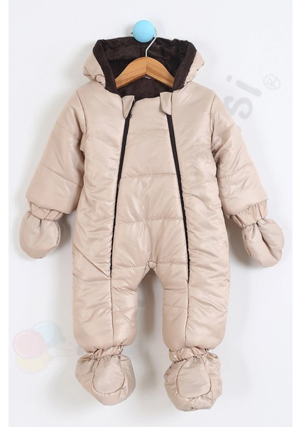 Yeni Patikli Içi Peluş Eldivenli Kapüşonlu Çocuk Kar Kışlık Erkek Bebek Astronot Tulum Kozmonot Mont