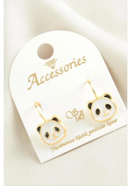 Panda Mineli Klipsi Küpe