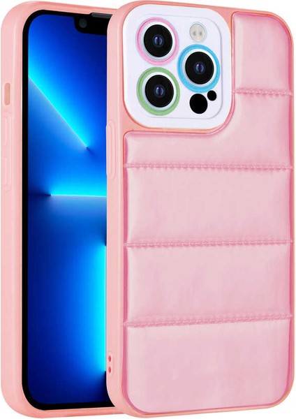 iPhone 13 Pro Kılıf Kamera Korumalı Airbagli Renkli Vlmt Seksek Kapak-Pembe