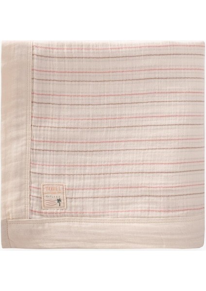 Kalın Biyeli Çift Kat Ham Battaniye 85X90 cm Kiremit Çizgili