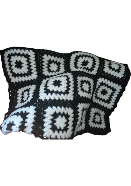 El Örgüsü Siyah & Beyaz Motifli Tek Kişilik Tam Boy Kalın Taraftar Battaniyesi modelleri