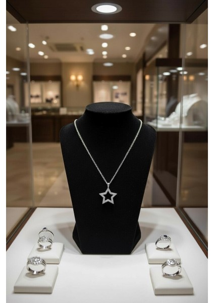 Işıklı Kutuda 925 Ayar Gümüş Yıldız Kolye Kadiın fiyatları