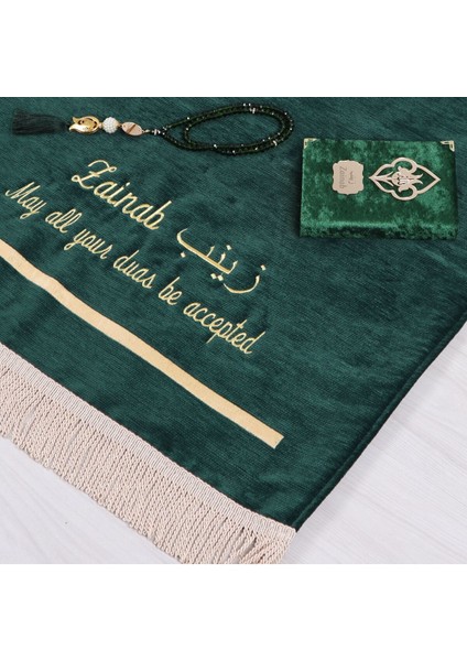 Kişiselleştirilmiş Isme Özel Lüks Kalın Seccade, Kuran, Tesbih, Hediye Seti, Ramazan Hediyelik fiyatları