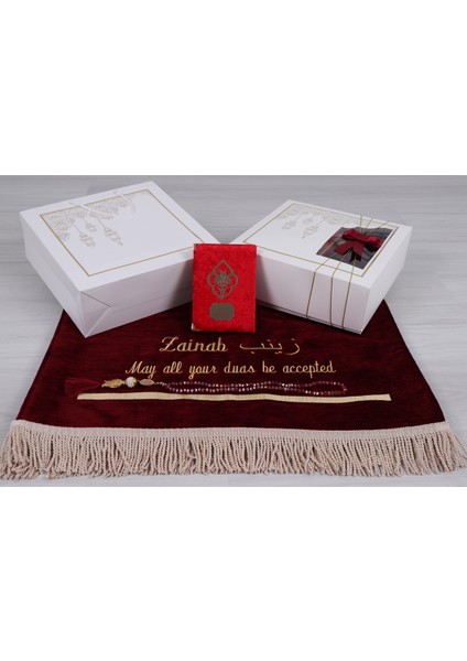 Kişiselleştirilmiş Isme Özel Lüks Kalın Seccade, Kuran, Tesbih, Hediye Seti, Ramazan Hediyelik fiyatları