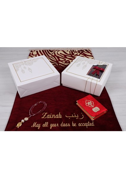 Kişiselleştirilmiş Isme Özel Lüks Kalın Seccade, Kuran, Tesbih, Hediye Seti, Ramazan Hediyelik indirimleri