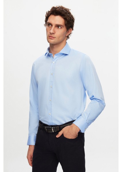 Ds Damat Slim Fit Mavi Düz Gömlek fiyatları