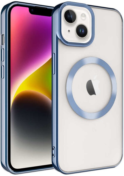 iPhone 14 Plus Uyumlu Magsafe Wireless Şarj Özellikli Vlmt Setro Silikon-Mavi