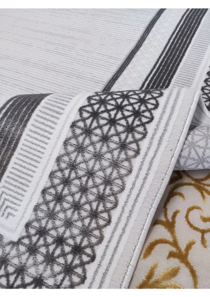 6m2 Kalın Sık Dokuma Bambu Tarz Salon Oturma Odası Halısı Gri Beyaz Gold Halı fırsatları