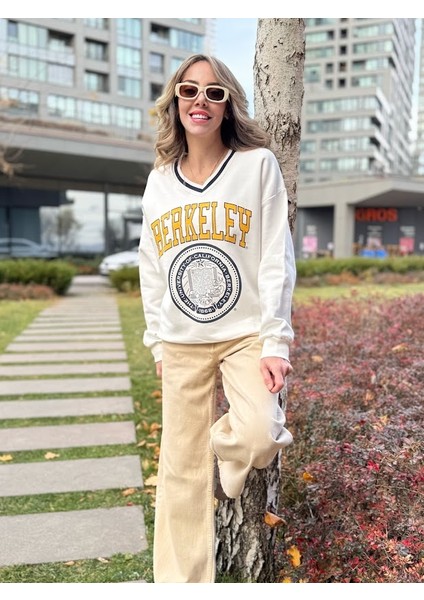 V Yaka Ribanalı Sweatshirt fırsatları