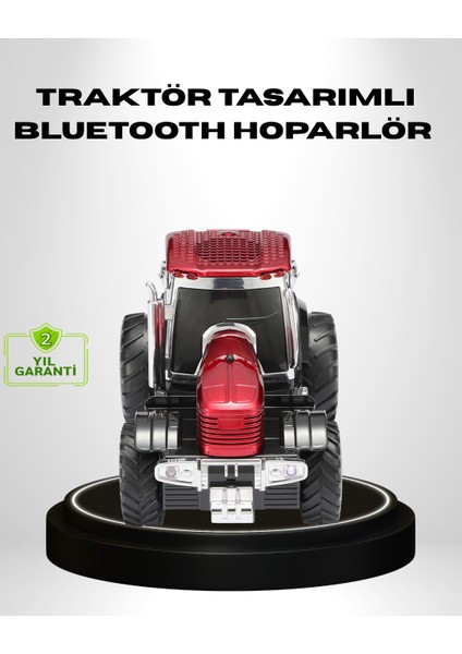 Retro Traktör Tasarımlı Kablosuz Hoparlör USB Tf Aux Fm Destekli