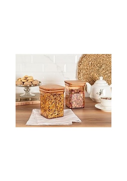 Madame Coco Kaviera 1000ML Ahşap Kapaklı Saklama Kabı 2'li
