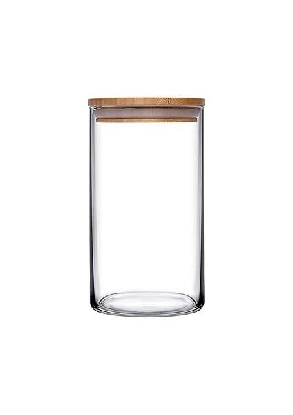 43463 Bamboo Ahşap Kapaklı Cam Kavanoz, Şeffaf, 1.48 Litre