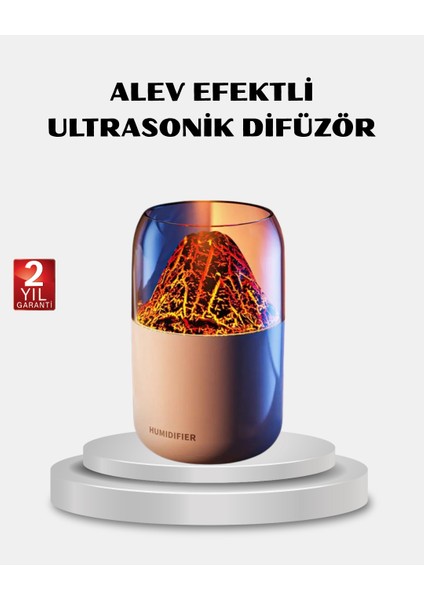 280ML Alev Işıklı Ultrasonik Hava Nemlendirici Sessiz ve USB Şarjlı