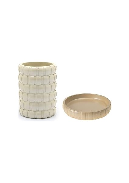 Boston Warehouse Bosphorus 2 Li Banyo Seti, Krem Örgü Poliresin