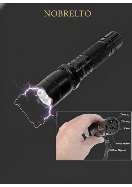 Nobrelto Profesyonel Taktik Savunma Feneri - Yüksek Sesli Caydırıcı ve Koruyucu Şarjlı El Feneri (Safety Plus) fiyatları