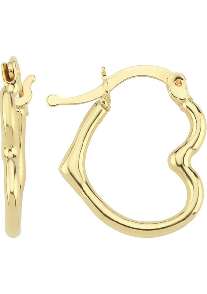 Altın Kalpli Halka Küpe