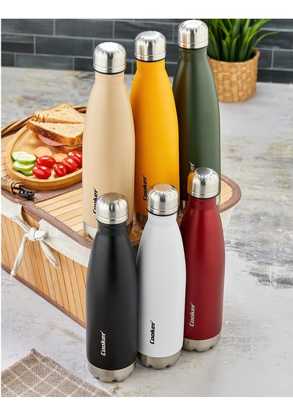 500ML Renkli̇ Şi̇şe Termos Paslanmaz Çeli̇k - Kaydirmaz Tpr Taban (5389)