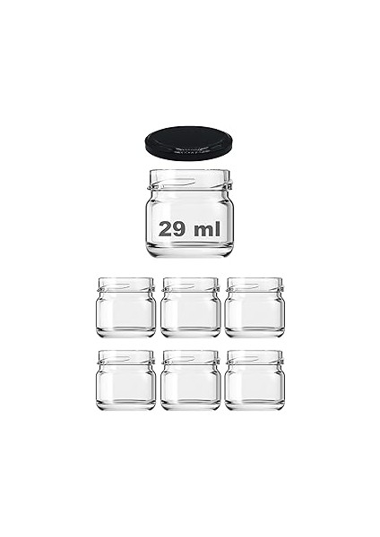 Afracam 29 ml Farklı Boyutlarda Kavanoz 29 cc Konserve Metal Kapaklı Cam Kavanoz 6 Adet (Şeffaf, 29