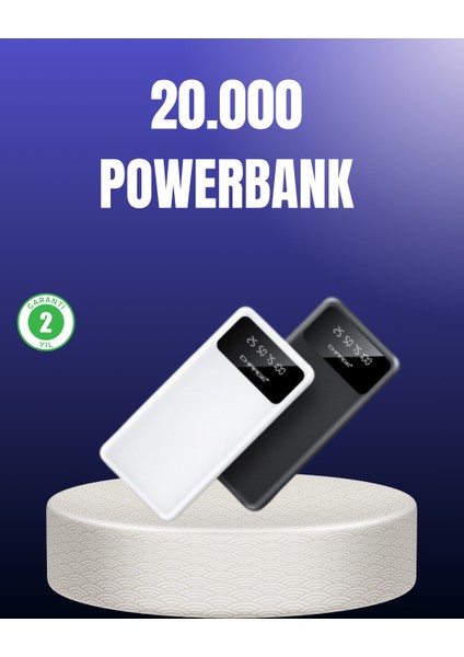 Akıllı LCD Ekranlı 20.000MAH Powerbank Pd + USB + Type-C