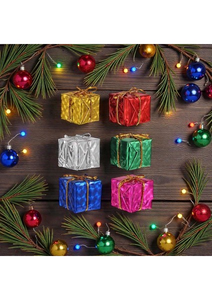6'lı Rengarenk Hediye Paketi Yılbaşı Süsü
