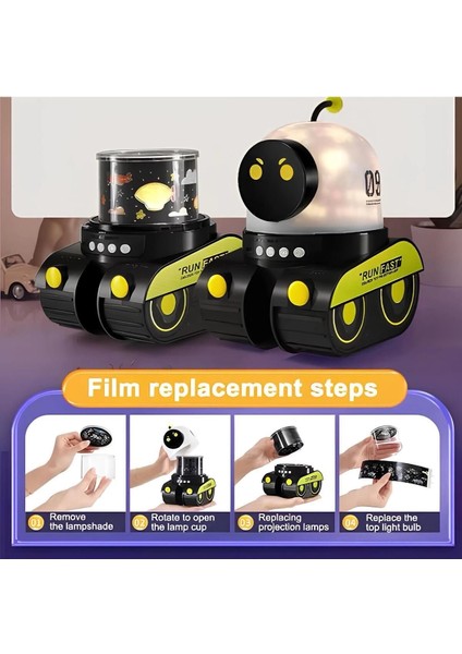 Buğz Çocuklar Için Eğitici ve Eğlenceli Robot Temalı Projektör Gece Lambası
