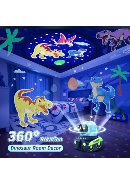 Buğz Çocuklar Için Eğitici ve Eğlenceli Robot Temalı Projektör Gece Lambası