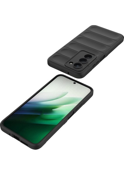 Redmi 15 Kılıf Esnek Tpu Oyuklu Arka Yüzey Tasarımlı Zore Etnik Silikon Kapak - Siyah