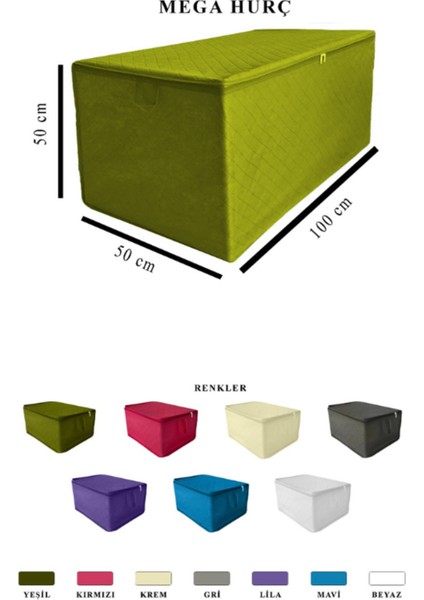 Mega Boy Yorgan Döşek Yatak Hurcu Kalın Tela Kumaş Hurç 100 x 50 x 50 cm