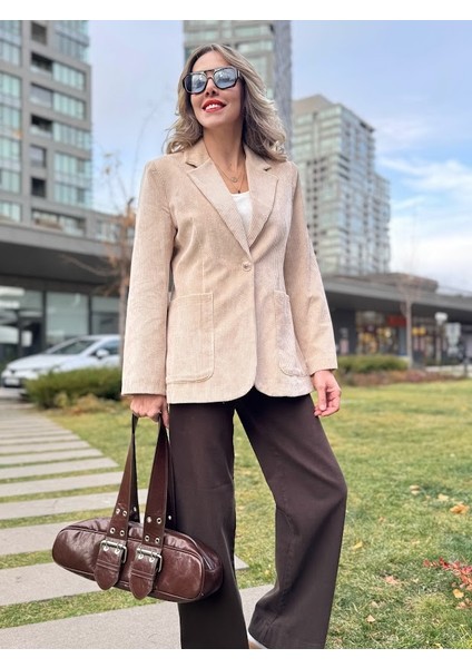 Tek Düğme Kadife Ceket indirimleri