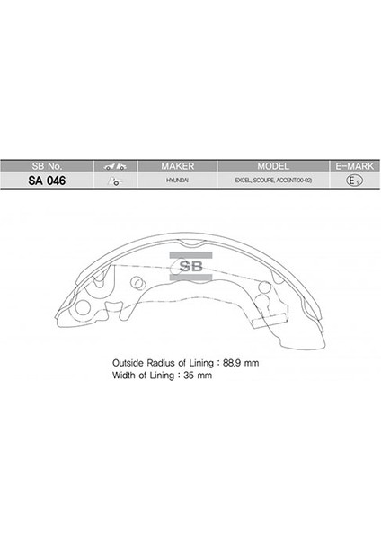 Sangsın SA046 Arka Kampana Pabuç Balata Hyundaı Excel 90-95 / S Coupe 92-96 5830524A00-5830524A20-5830524A30