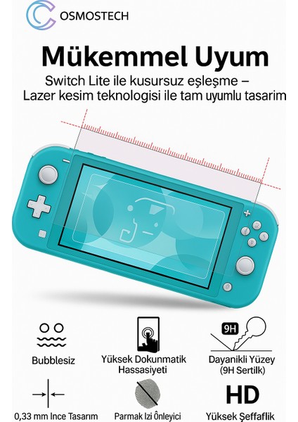 Nintendo Switch Lite Uyumlu Temperli Kırılmaz Cam – 9h Sertlik, Çizilme Karşıtı, Parmak Izi Önleyici, Kolay Uygulama fırsatları