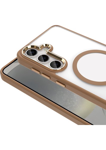 Galaxy S25 Plus Kılıf M-Safe Şarj Özellikli Zore Krom M-Safe Silikon Kapak - Lacivert