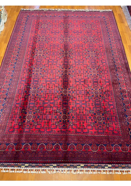 El Dokuma Afgan Halı Yıldız Desenli Bordo Renk 6 Metre Kare modelleri