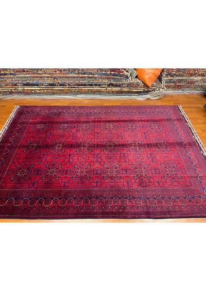 El Dokuma Afgan Halı Yıldız Desenli Bordo Renk 6 Metre Kare fırsatları