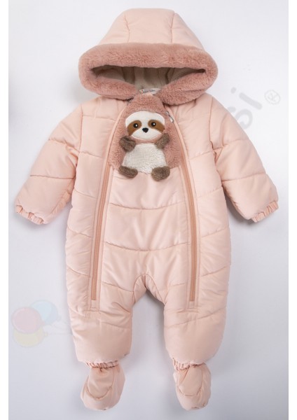 Panda Içi Peluş Patikli Kar Kapüşonlu Kışlık Kız Erkek Bebek Astronot Tulum Kozmonot Mont Çocuk